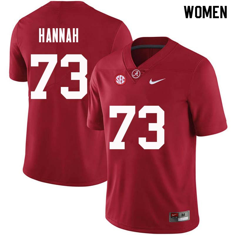 Alabama Crimson Tide Women's John Hannah #73 Crimson NCAA Nike Authentic Stitched College Football Jersey WS16I08DS